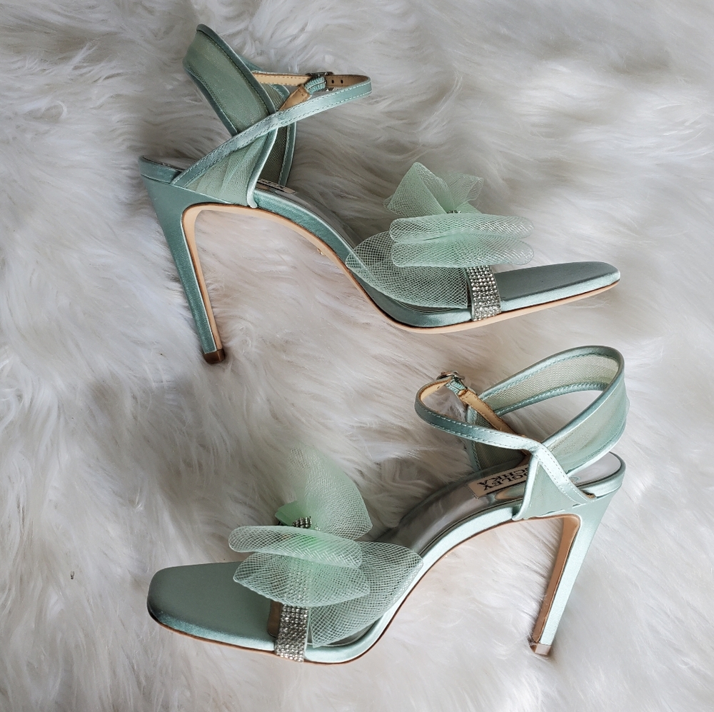 *RARE* NWOT Badgley Mischka 'Jessica' Tulle/ Bow Heeled Sandal Size 7.5 - Picture 4 of 12